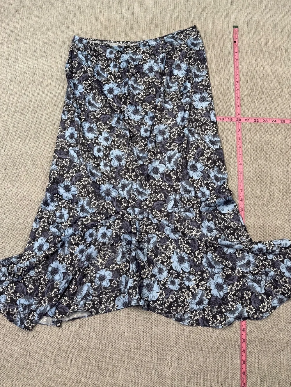 Free People Floral Ruffle Midi Skirt Women's Size 10 Blue